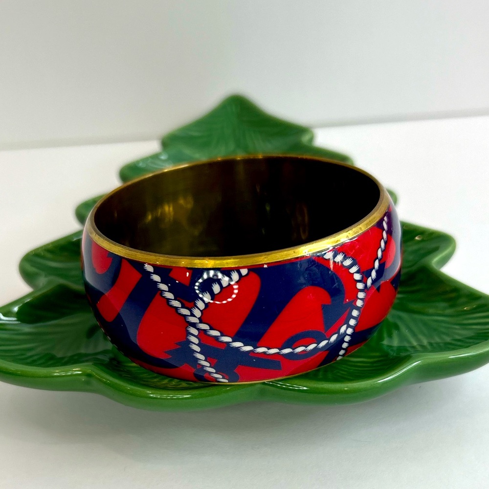 Nautical anchor themed red and blue bracelet. Costume piece.